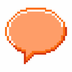 Pixel Art Orange Speech Bubble Isolated on White Background
