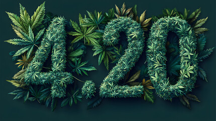 Vector Graphic Illustration for 420 Cannabis Day Emphasizing Relaxed Celebrations with Marijuana Leaves on 20 April