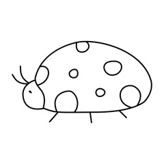 Ladybug in doodle style, linear, isolated on white background