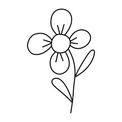 Naklejka premium Simple flower in doodle style, linear, isolated on white background