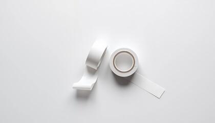 Minimalist White Tape Rolls on a Clean White Background: A Study in Simplicity and Clean Design Aesthetics