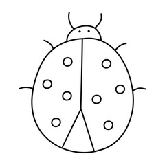 Ladybug in doodle style, linear, isolated on white background