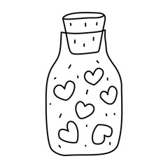 Doodle jar with hearts. Isolated on white background