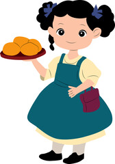 German Beer Maiden in Dirndl Carrying a Tray of Pretzels Symbolizing Germany