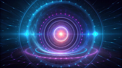 Obraz premium hitech background vibrant hitech background featuring concentric circles of light radiating from central point creates mesmerizing visual effect