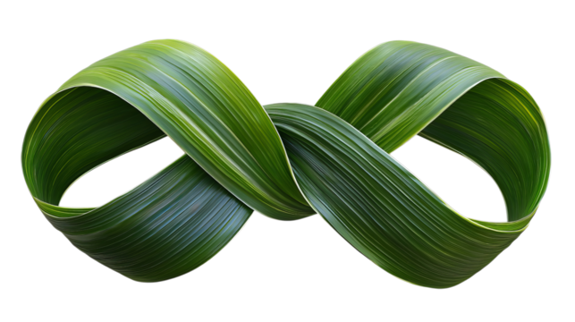 Png of A striking green leaf arrangement forms an infinite loop, symbolizing nature's elegance and harmony on transparent background.