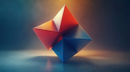 Abstract geometric form, studio lit, dark background, design element