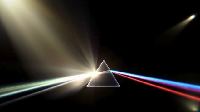 A prism splitting into fast-moving beams of refracted light