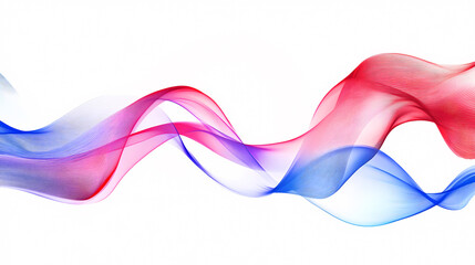 Abstract Waves with Red, Blue and Purple Curves on White Background