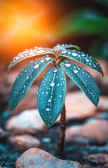 Closeup of Dew Drops on a Leaf, Nature Photography isolated background