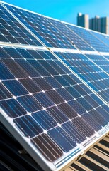 Obraz premium Close up of solar panel cells for green energy isolated background
