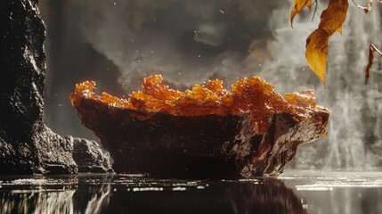 Fototapeta premium Splash of tea from cup in mid-air freeze motion