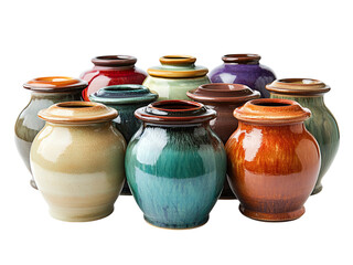 Trio of Glazed Ceramic Pots with Unique Designs