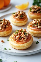 Tasty pastries infused with zesty citrus and topped with crispy walnut pieces.
