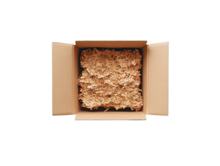 Open box with packing material inside
