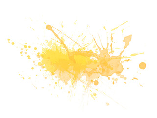yellow color stains on white paper background, turmeric stain splash on white wall , PNG background