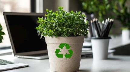 Fototapeta premium Creating an Eco-Friendly Office: Emphasizing Sustainable Practices