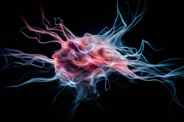 Abstract Neural Network: A vibrant and intricate depiction of a complex, interconnected biological network.