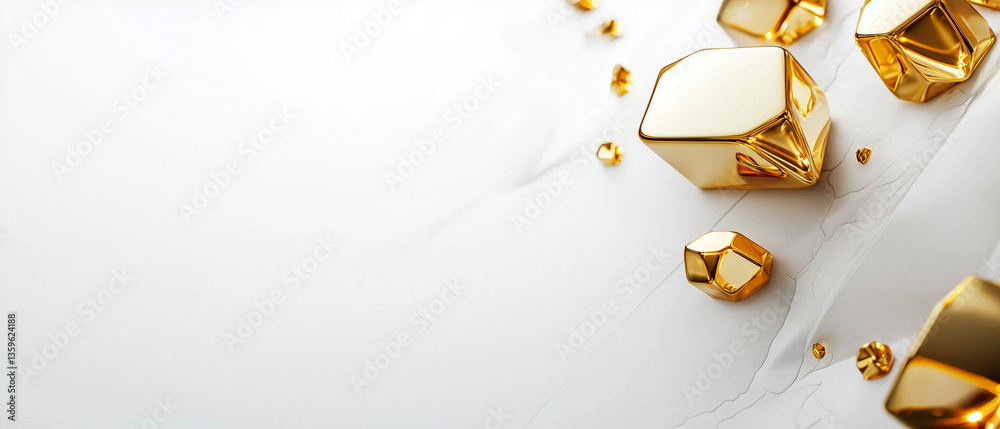Poster golden geometric shapes on white background create luxurious and minimalistic financial concept