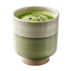 Elegant Matcha Green Tea in Ceramic Cup with Frothy Foam and Smooth Texture