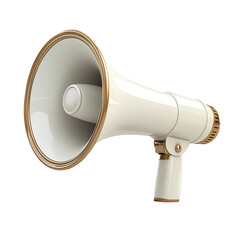 White-gold megaphone, isolated on fully transparent png background