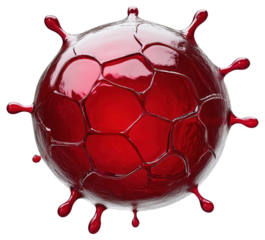 Red virus or cell illustration with surface details
