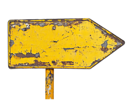 Vintage Rusty Yellow Arrow Sign