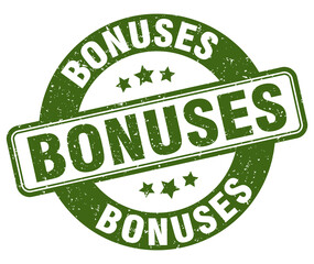 bonuses stamp. bonuses label. round grunge sign