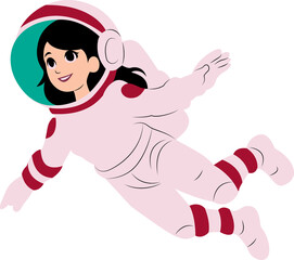 woman astronaut floating