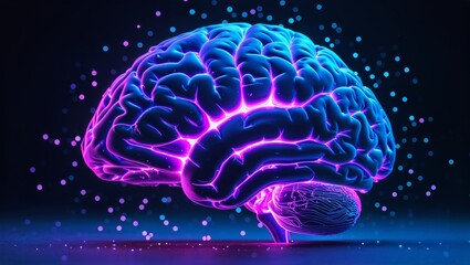 Abstract depiction of a human brain with glowing neural pathways concept