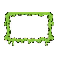 A frame made of vibrant green sticky slime, oozing slightly, with a gooey texture that drips at the edges, creating a fun, slimy border for any creative design.