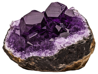 Amethyst crystal geode with purple quartz crystals