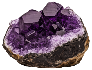 Amethyst crystal geode with purple quartz crystals