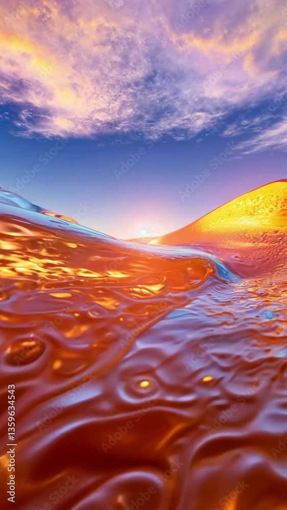Aufkleber a vibrant painting with a yellow line running through the center. the line is surrounded by a mix of