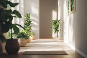 Bright Hallway with Greenery