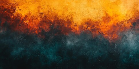 Fiery Sunset Abstract: Textured Canvas in Warm and Cool Tones