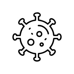Virus illustration in minimal style, outlined with black color  