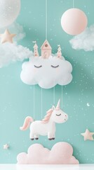 Pastel Unicorn and Castle Dreamland Mobile Illustration