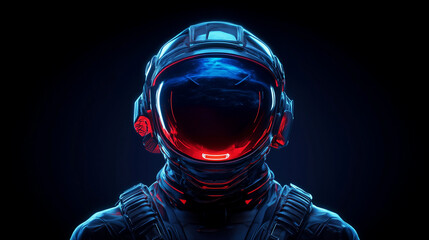 Portrait of a futuristic astronaut. Future technologies, astronomy, AI concept.