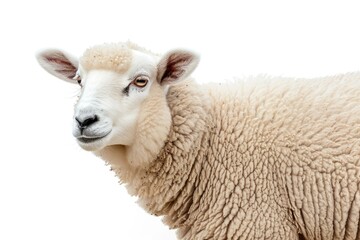Fototapeta premium High Definition Picture of Sheep Isolated on White Background