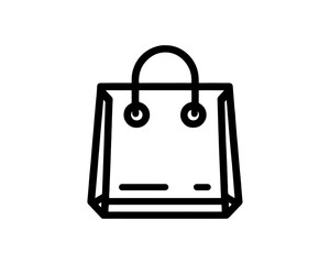 Shopping bag vector icon with handle for business and sale design