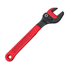 Red and black adjustable wrench tool, ideal for repair work, plumbing, construction, and mechanical tasks.