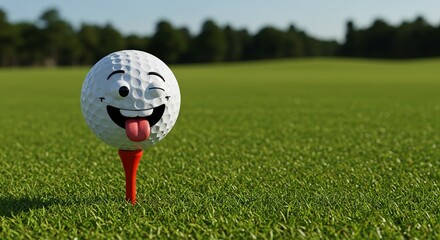 Smiley Golf Ball on Tee