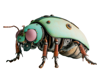 Steampunk robot insect on white isolate background