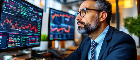 Futuristic financial trading strategy modern office digital analytics urban setting close-up innovation