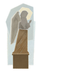 Statue of praying angel, illustration isolated on white background