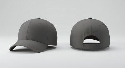 Gray Baseball Cap Mockup Front and Back View for Branding and Design Projects