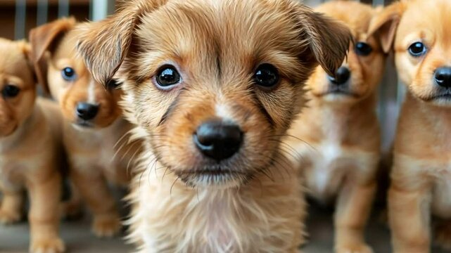 Adorable Puppies in Shelter Awaiting Adoption