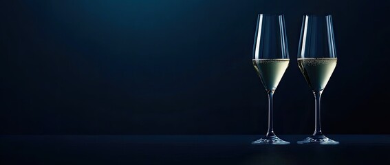 Elegant Champagne Glasses on Dark Background