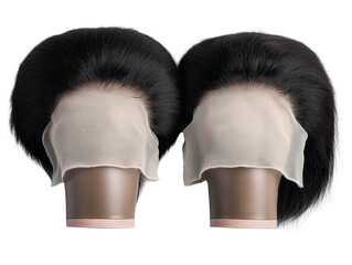 Wigs displayed, white isolate background